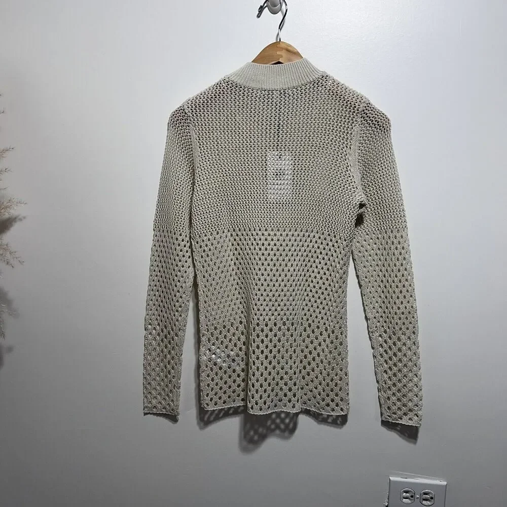 REISS Roni Open-Knit Jumper Pullover Sweater Crewneck in Natural Size S NWT